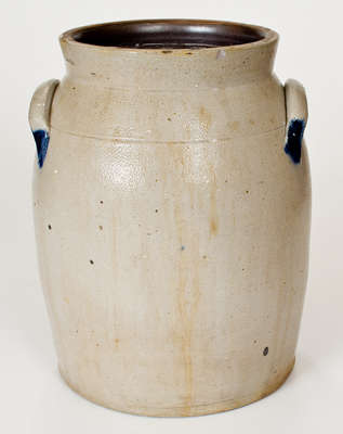 COWDEN & WILCOX / HARRISBURG, PA Stoneware Jar w/ Cobalt Leaf Decoration