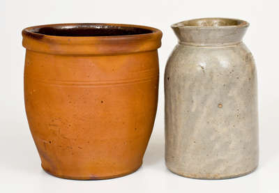 Two Pieces of Bell Family Pottery, PA and VA origin, second half 19th century