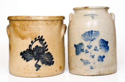 Two Pieces of Cobalt-Decorated Stoneware, Northeastern U.S. origin, 19th century