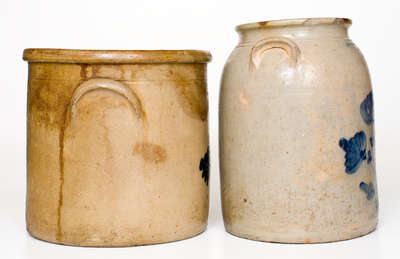 Two Pieces of Cobalt-Decorated Stoneware, Northeastern U.S. origin, 19th century