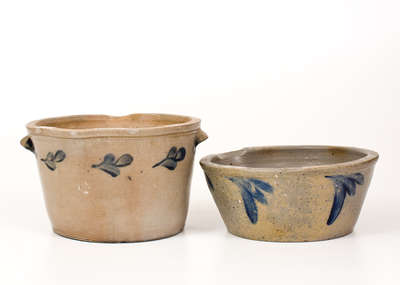 Two Cobalt-Decorated Stoneware Milkpans, Baltimore, MD origin