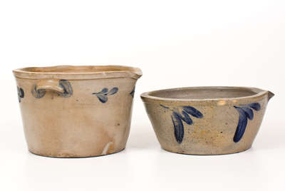 Two Cobalt-Decorated Stoneware Milkpans, Baltimore, MD origin