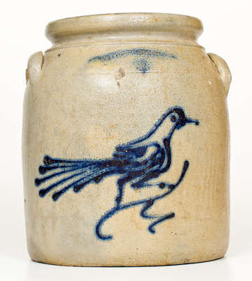 Two-Gallon WHITES UTICA Stoneware Jar w/ Bird Design