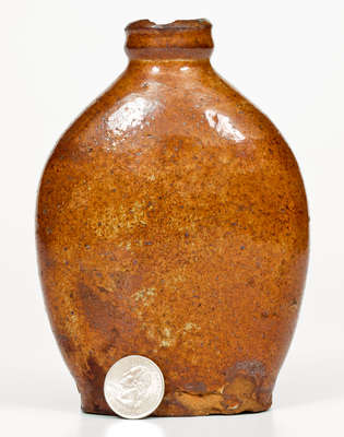 Important and Very Rare Redware Flask Stamped 