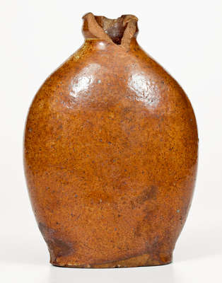 Important and Very Rare Redware Flask Stamped 