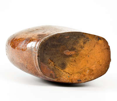 Important and Very Rare Redware Flask Stamped 