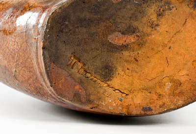 Important and Very Rare Redware Flask Stamped 