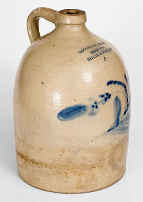 Scarce Four-Gallon Stoneware Jug w/ Charleston, SC Advertising, attrib. Nathan Clark, Jr., Athens, NY