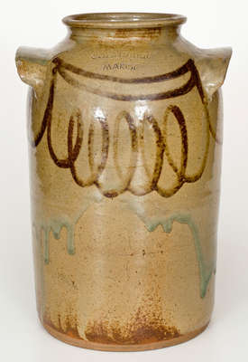 Fine CHANDLER / MAKER (Edgefield District, SC) Stoneware Jar w/ Iron Slip Decoration