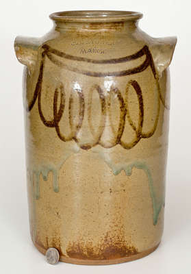 Fine CHANDLER / MAKER (Edgefield District, SC) Stoneware Jar w/ Iron Slip Decoration