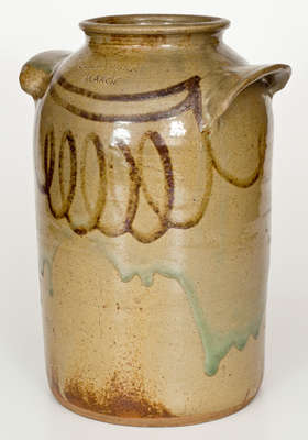 Fine CHANDLER / MAKER (Edgefield District, SC) Stoneware Jar w/ Iron Slip Decoration