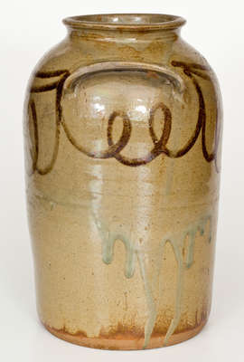 Fine CHANDLER / MAKER (Edgefield District, SC) Stoneware Jar w/ Iron Slip Decoration