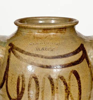 Fine CHANDLER / MAKER (Edgefield District, SC) Stoneware Jar w/ Iron Slip Decoration