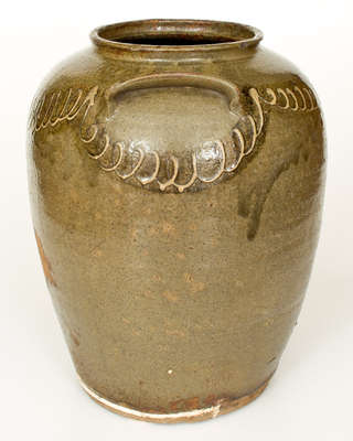 Scarce Five-Gallon Stoneware Jar w/ Two-Color Slip Decoration, att. Thomas Chandler, Edgefield District, SC