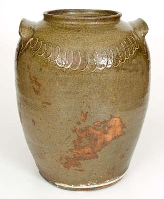Scarce Five-Gallon Stoneware Jar w/ Two-Color Slip Decoration, att. Thomas Chandler, Edgefield District, SC