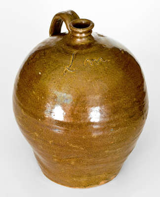 Lm Stoneware Jug, David Drake at Lewis Miless Stony Bluff Manufactory, Horse Creek Valley, Edgefield District, SC