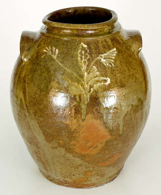 Attrib. Collin Rhodes, Shaw s Creek, Edgefield District, SC Stoneware Jar w/ Kaolin Slip Decoration