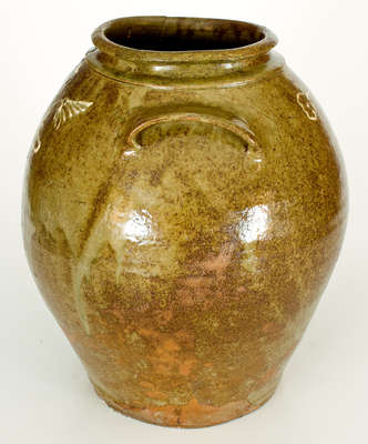 Attrib. Collin Rhodes, Shaw s Creek, Edgefield District, SC Stoneware Jar w/ Kaolin Slip Decoration