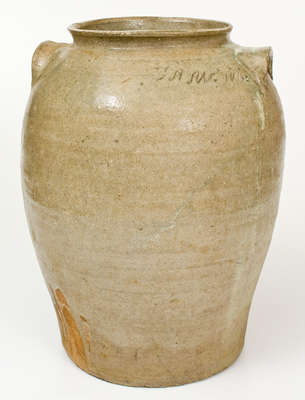 Extremely Rare Four-Gallon Alkaline-Glazed Stoneware Jar, "SAMl Whe" (Samuel Whelchel, Gaffney, SC)