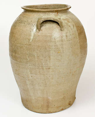 Extremely Rare Four-Gallon Alkaline-Glazed Stoneware Jar, "SAMl Whe" (Samuel Whelchel, Gaffney, SC)