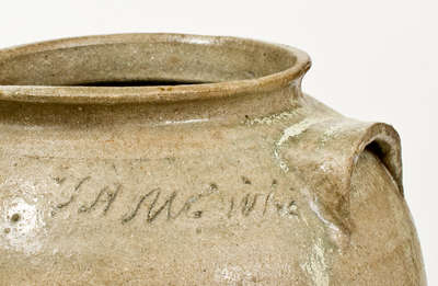 Extremely Rare Four-Gallon Alkaline-Glazed Stoneware Jar, "SAMl Whe" (Samuel Whelchel, Gaffney, SC)