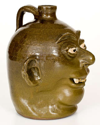 Fine Alkaline-Glazed Lanier Meaders Stoneware Face Jug with Rock Teeth