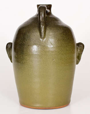 Alkaline-Glazed Stoneware Face Jug, Signed 