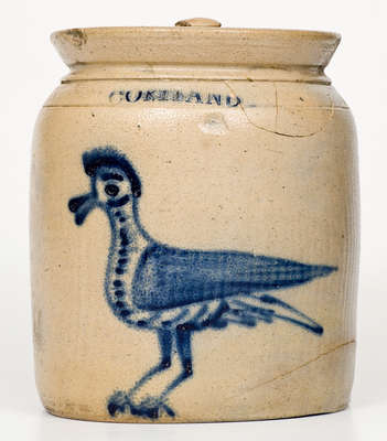 Scarce CORTLAND, New York Stoneware Jar w/ Cobalt