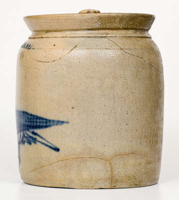 Scarce CORTLAND, New York Stoneware Jar w/ Cobalt 