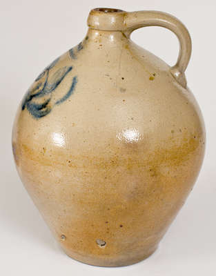 A. GAY / UTICA Ovoid Stoneware Jug w/ Cobalt Floral Decoration