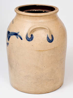 N. FURMAN NO. 89 PECK SLIP NY 2 Gal. Stoneware Jar w/ Floral Decoration