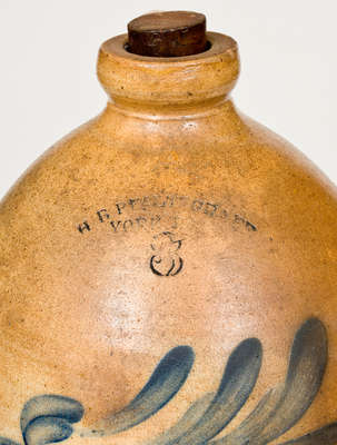 H. B. PFALTZGRAFF / YORK, PA Stoneware Jug w/ Floral Decoration