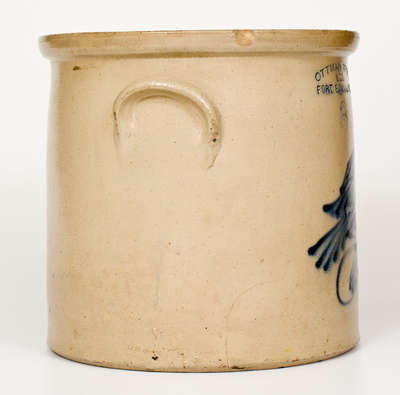 3 Gal. OTTMAN BRO S & CO. / FORT EDWARD, NY Stoneware Crock w/ Bird Decoration