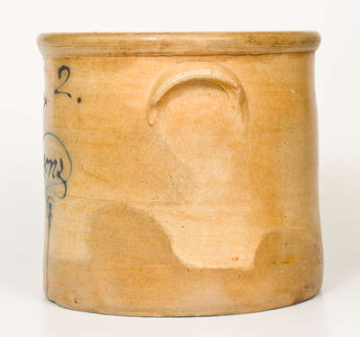 2 Gal. J. FISHER / LYONS, NY Stoneware Crock w/ Slip-Trailed 