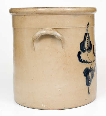 Fine Six-Gallon S.T. BREWER. / HAVANA Stoneware Crock w/ Elaborate Floral Decoration