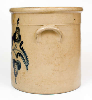 Fine Six-Gallon S.T. BREWER. / HAVANA Stoneware Crock w/ Elaborate Floral Decoration