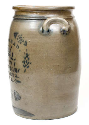 6 Gal. A. CONRAD / NEW GENEVA, PA Stoneware Jar w/ Stenciled Rose Decoration