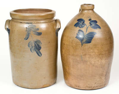 Lot of Two: Stoneware Jar. Mid-Atlantic origin.