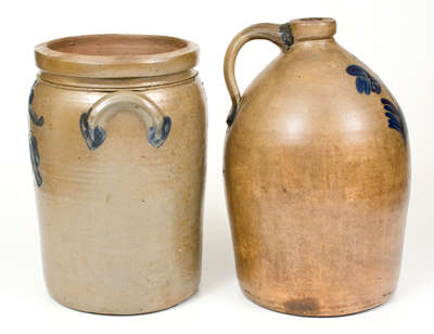Lot of Two: Stoneware Jar. Mid-Atlantic origin.