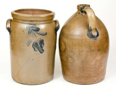 Lot of Two: Stoneware Jar. Mid-Atlantic origin.