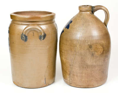 Lot of Two: Stoneware Jar. Mid-Atlantic origin.