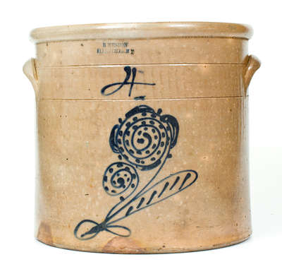 H. WESTON / ELLENVILLE, NY Stoneware Crock w/ Slip-Trailed Decoration