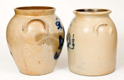 Lot of Two: New York Stoneware Crocks w/ Floral Decoration