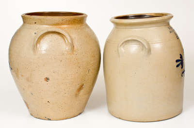 Lot of Two: New York Stoneware Crocks w/ Floral Decoration
