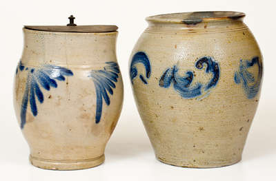 Lot of Four: Two Stoneware Jars att. Richard Remmey (Philadelphia) w/ Two Advertising Jugs