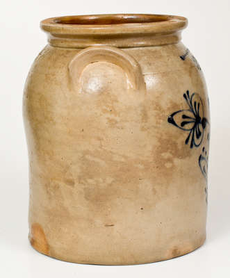 W. ROBERTS / BINGHAMTON, NY Stoneware Jar w/ Slip-Trailed Decoration