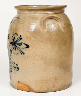 W. ROBERTS / BINGHAMTON, NY Stoneware Jar w/ Slip-Trailed Decoration