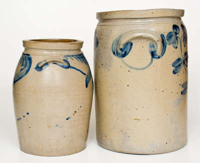 Lot of Two: Baltimore, MD Stoneware Jars with Cobalt Decoration