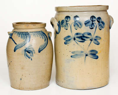 Lot of Two: Baltimore, MD Stoneware Jars with Cobalt Decoration