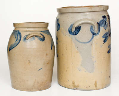 Lot of Two: Baltimore, MD Stoneware Jars with Cobalt Decoration